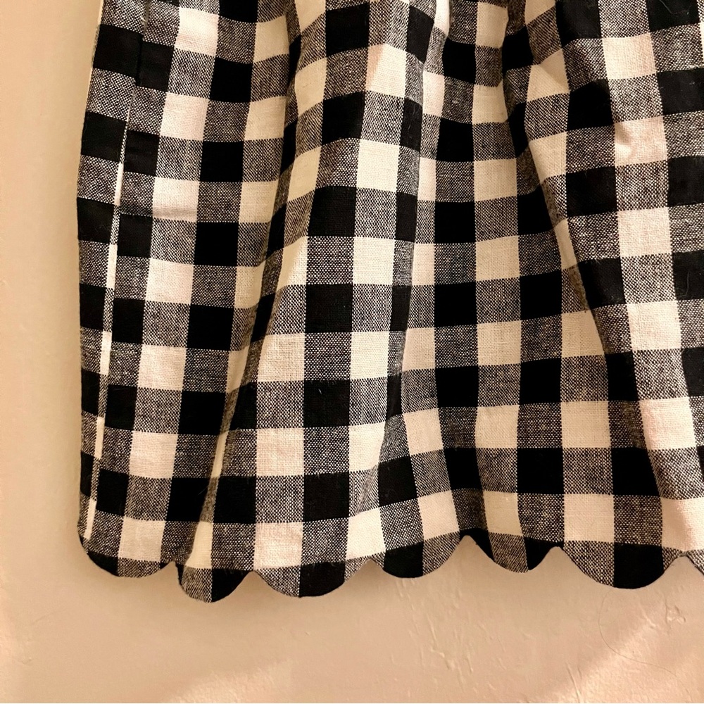 J. Crew Black & White Plaid Gingham High Waist Scallop Hem Skirt Pockets - Picture 6 of 14